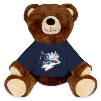 Skieur à grande vitesse dans la neige - Nounours RecycelBär® marron - bleu marine - Devant