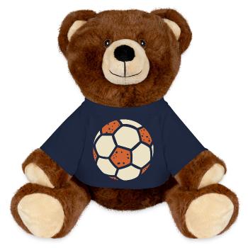 Graphisme rétro football – Sport Design - Nounours RecycelBär® marron - bleu marine - Devant