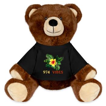 Tropical Hibiscus 974 Vibes - MiniFeet® RecycelBär® Teddy Bear Brown - black - Front
