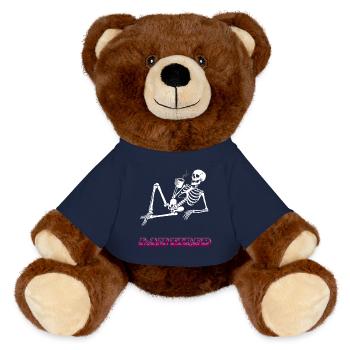 Ich bin müde - Retro Neon Kaffee Skelett - MiniFeet® RecycelBär® Braun - French Navy - Vorne