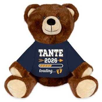 Tante 2026 Loading Zukünftige Tante Geschenk - MiniFeet® RecycelBär® Braun - French Navy - Vorne