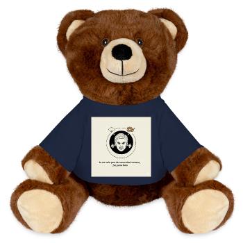 Furious Hunger: Angry Face and Snack - MiniFeet® RecycelBär® Teddy Bear Brown - french navy - Front