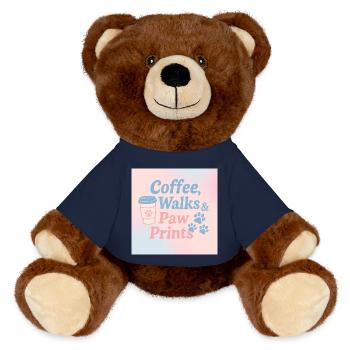 Kaffee, Spaziergänge & Pfotenprints - MiniFeet® RecycelBär® Braun - French Navy - Vorne