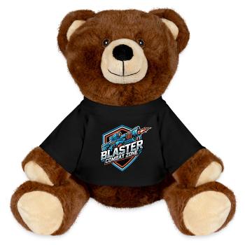 Blaster Combat Zone - Logo Color - MiniFeet® RecycelBär® Teddy Bear Brown - black - Front
