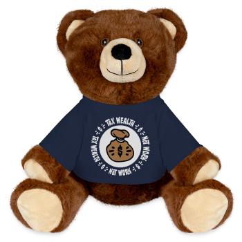 Tax Wealth Not Work Progressiv Politik Wirtschaft - MiniFeet® RecycelBär® Braun - French Navy - Vorne