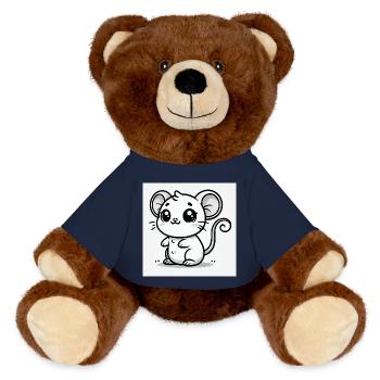 Kawaii Mouse Black White - MiniFeet® RecycelBär® Teddy Bear Brown - french navy - Front