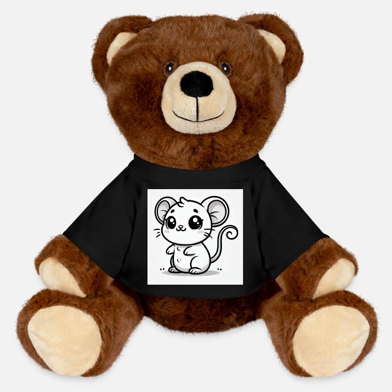 Kawaii Mouse Black White - MiniFeet® RecycelBär® Teddy Bear Brown - black