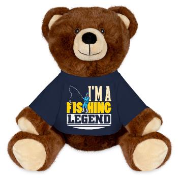 Fisherman Sport Fisherman Fishing Angler Saying - MiniFeet® RecycelBär® Teddy Bear Brown - french navy - Front