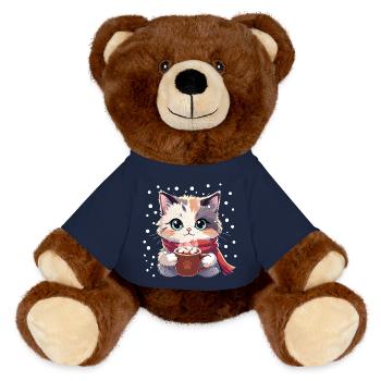Winter Cozy Kitten - MiniFeet® RecycelBär® Teddy Bear Brown - french navy - Front