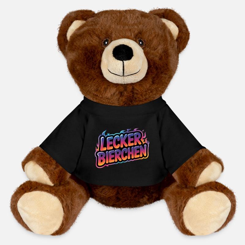Lecker Bierchen - Funny Alcohol T-Shirt - MiniFeet® RecycelBär® Teddy Bear Brown - black