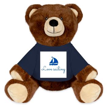 J’adore la voile - Nounours RecycelBär® marron - bleu marine - Devant