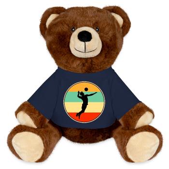 olleyball Player Retro Sunset Vintage Silhouette - MiniFeet® RecycelBär® Teddy Bear Brown - french navy - Front