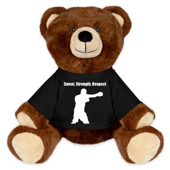 Boxe : Sweat Strength Respect Gym Shirt - Nounours RecycelBär® marron - noir - Devant