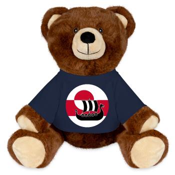 Langschiff-Design der grönländischen Flagge - MiniFeet® RecycelBär® Braun - French Navy - Vorne
