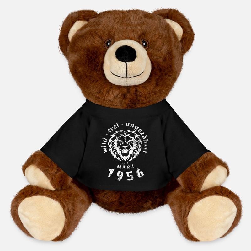 70. Geburtstag Wild, frei, ungezähmt seit 03/1956 - MiniFeet® RecycelBär® Braun - Schwarz
