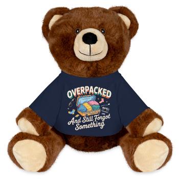 T-shirt de voyage drôle de randonnée autour du monde - Nounours RecycelBär® marron - bleu marine - Devant
