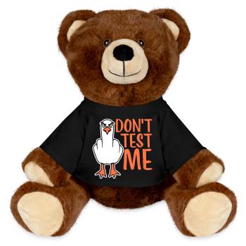 Don't Test Me Seagull Bird Naughty Middle Finger Evil - MiniFeet® RecycelBär® Teddy Bear Brown - black - Front