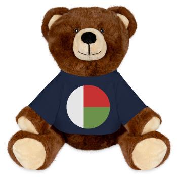 Runde Madagaskar-Flagge - MiniFeet® RecycelBär® Braun - French Navy - Vorne