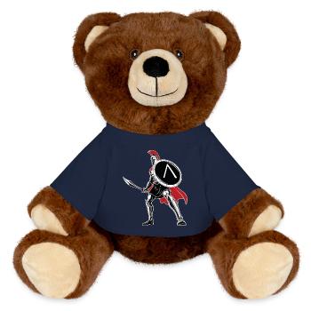 Spartan Sword Shield Maskottchen Spartan Legend - MiniFeet® RecycelBär® Braun - French Navy - Vorne