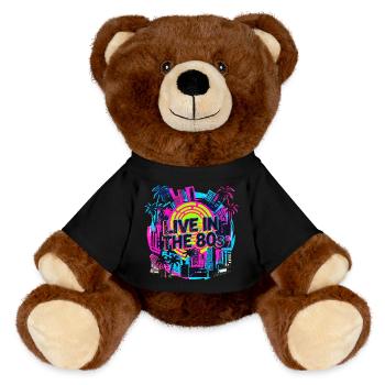 80s Retro Neon Party - MiniFeet® RecycelBär® Teddy Bear Brown - black - Front