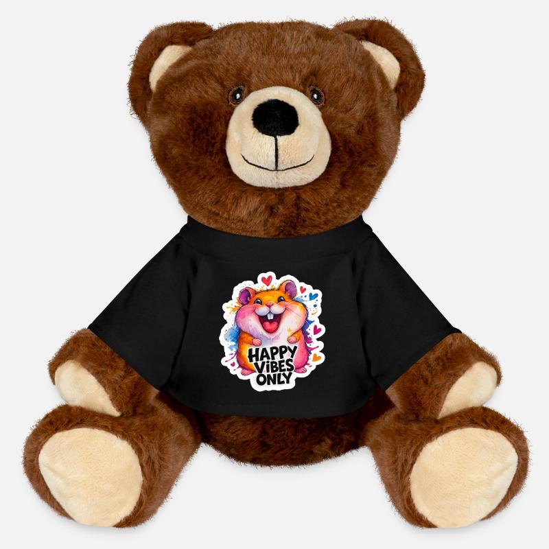 Hamster Happy Vibes Colorful - MiniFeet® RecycelBär® Teddy Bear Brown - black