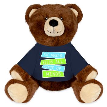 The World Needs All Kinds Of Minds Inspirierend - MiniFeet® RecycelBär® Braun - French Navy - Vorne
