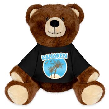 Canary Islands Palm Beach Logo - MiniFeet® RecycelBär® Teddy Bear Brown - black - Front
