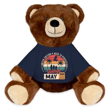Special anniversary with this design May 1980 - MiniFeet® RecycelBär® Teddy Bear Brown - french navy - Front