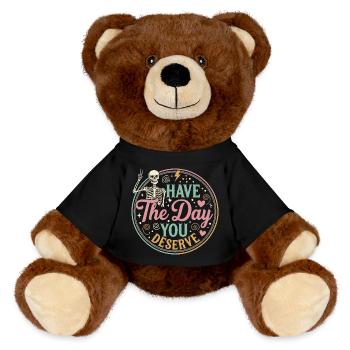 Have The Day You Deserve - MiniFeet® RecycelBär® Braun - Schwarz - Vorne