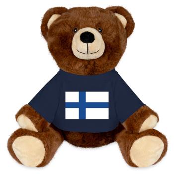 Finnish Flag - MiniFeet® RecycelBär® Teddy Bear Brown - french navy - Front