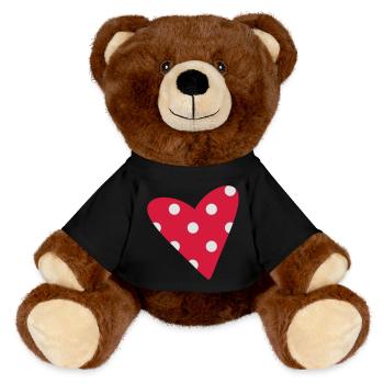 Un petit coeur en pointillés - Nounours RecycelBär® marron - noir - Devant