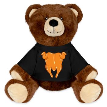leckeres saftiges Brathähnchen frisch aus dem Ofen - MiniFeet® RecycelBär® Braun - Schwarz - Vorne