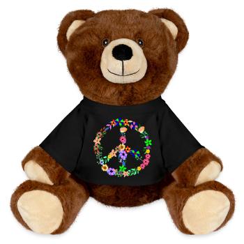 Peace Hippi Flower Power - MiniFeet® RecycelBär® Braun - Schwarz - Vorne
