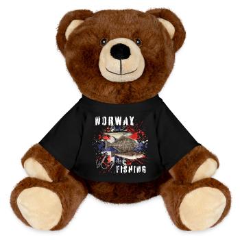 Norway Fishing - Norwegen Angeln - MiniFeet® RecycelBär® Teddy Bear Brown - black - Front