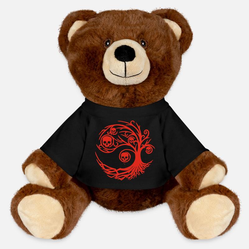 Arbre rouge aux crânes - Nounours RecycelBär® marron - noir