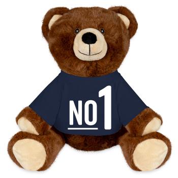No 1 - Nummer eins - MiniFeet® RecycelBär® Braun - French Navy - Vorne