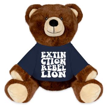 Extinction Rebellion Retro white - MiniFeet® RecycelBär® Teddy Bear Brown - french navy - Front