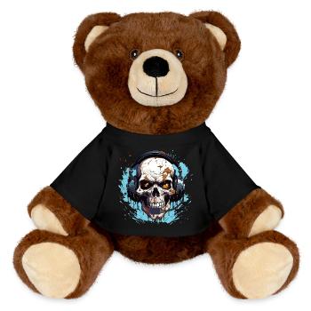 Gamer Skull Headset Spiel Zocken Spielkonsole - MiniFeet® RecycelBär® Braun - Schwarz - Vorne