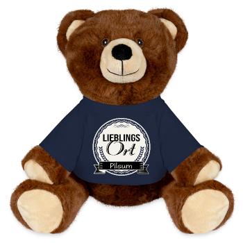 Lieblingsort Pilsum - MiniFeet® RecycelBär® Braun - French Navy - Vorne
