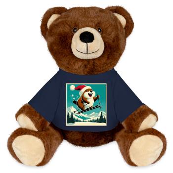 Marmotte Ski Affiche Vintage - Nounours RecycelBär® marron - bleu marine - Devant