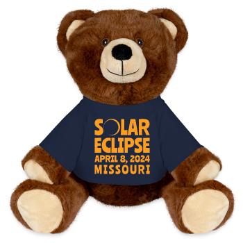 Solar Eclipse 2024 Missouri - MiniFeet® RecycelBär® Teddy Bear Brown - french navy - Front