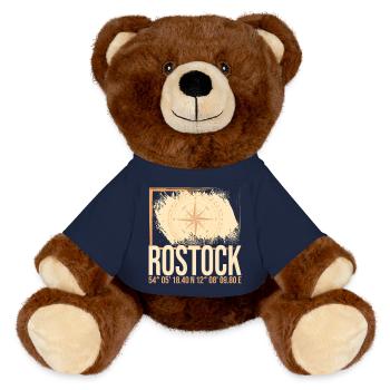 Rostock Koordinaten - MiniFeet® RecycelBär® Braun - French Navy - Vorne