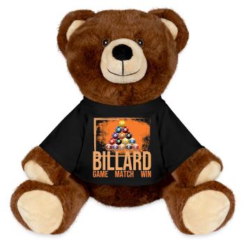 Game - Match - Win - Billard - MiniFeet® RecycelBär® Braun - Schwarz - Vorne