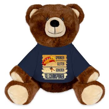 Springen - Gleiten - Genießen - Fallschirmspringen - MiniFeet® RecycelBär® Braun - French Navy - Vorne