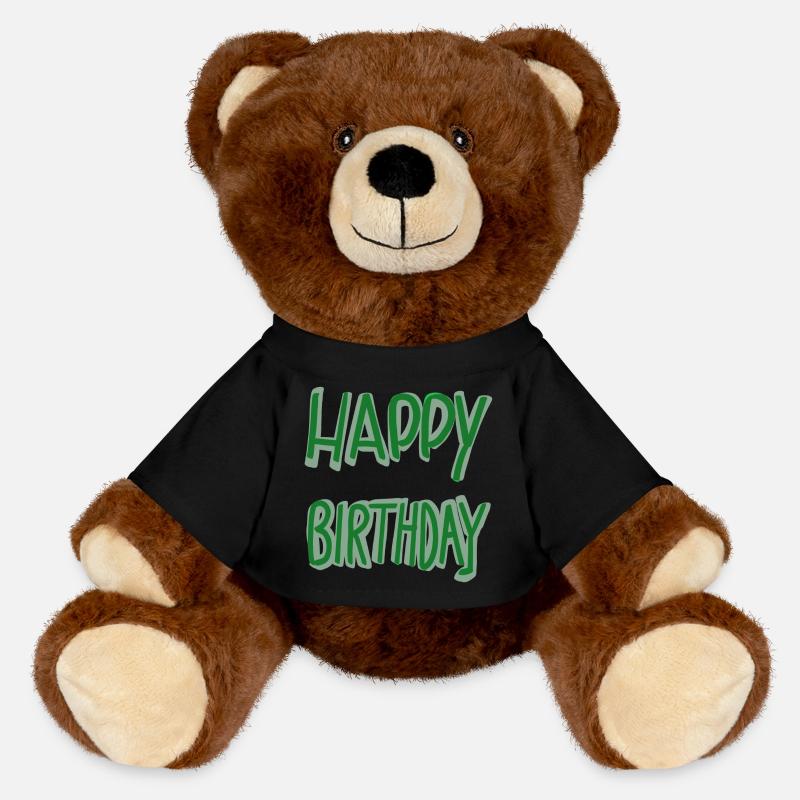 Lettrage vert joyeux anniversaire - Nounours RecycelBär® marron - noir
