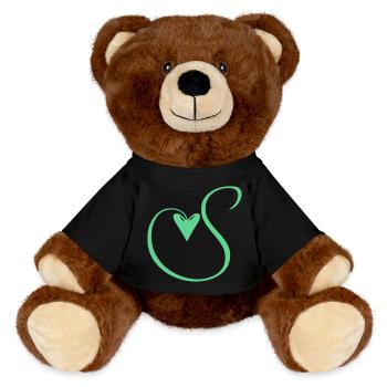 Monogramm S Herz Ranke - MiniFeet® RecycelBär® Braun - Schwarz - Vorne