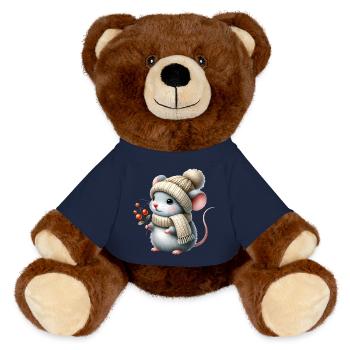 entzückende Maus mit einer warmen Strickmütze - MiniFeet® RecycelBär® Braun - French Navy - Vorne