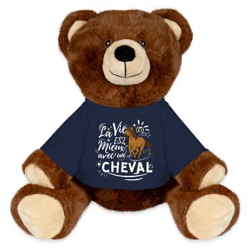 Das Leben ist besser mit Pferd, Reiter - MiniFeet® RecycelBär® Braun - French Navy - Vorne