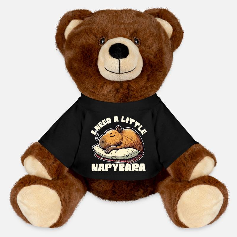 I Need a Little Napybara, Funny Capybara Design - MiniFeet® RecycelBär® Teddy Bear Brown - black