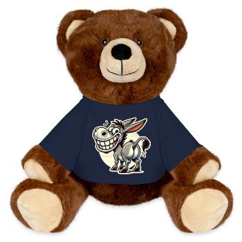 Lustiger Esel Cartoon Retro Aufkleber Design - MiniFeet® RecycelBär® Braun - French Navy - Vorne